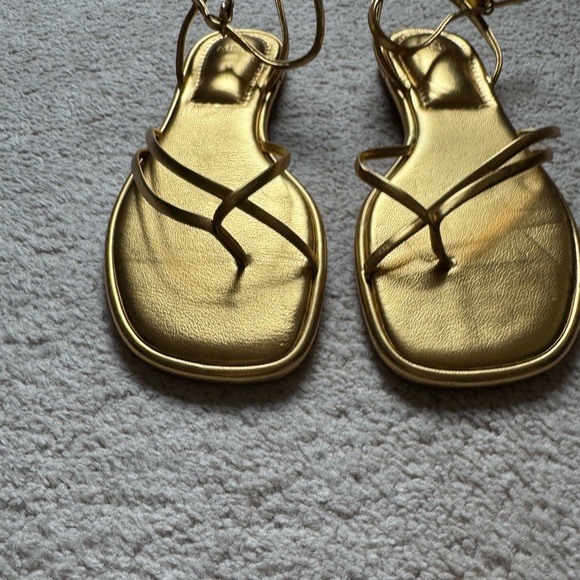 Mango Gold Strappy Flat Sandals - Picture 2 of 5